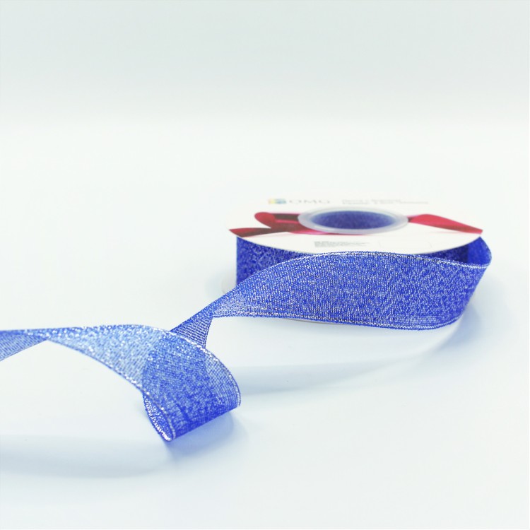 557-25/121 Лента парча с блеском 2,5 см*25 ярдов синий 1/8 1/144