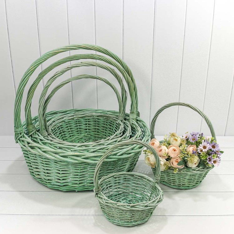 420500/6 Корзины плетёные Круглые Набор 1/6 49*19/52 (±5%) с ручкой Бело-зелёный 1/8 420500/6 Корзины плетёные Круглые Набор 1/6 49*19/52 (±5%) с ручкой Бело-зелёный 1/8