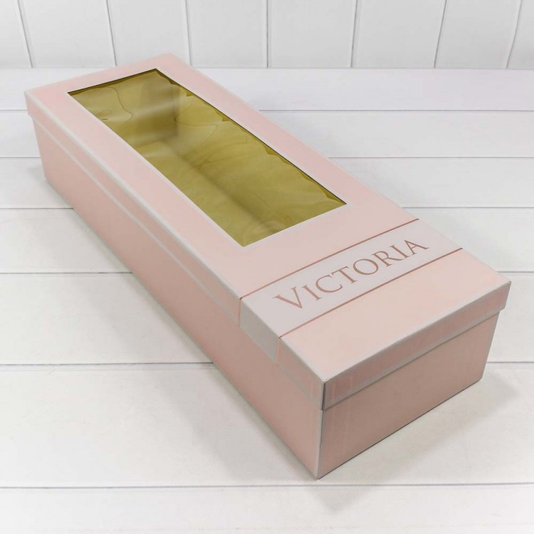 720571/1 Набор коробок 1/2 прямоугольный 61*21.5*13 см с окошком розовый 1/12