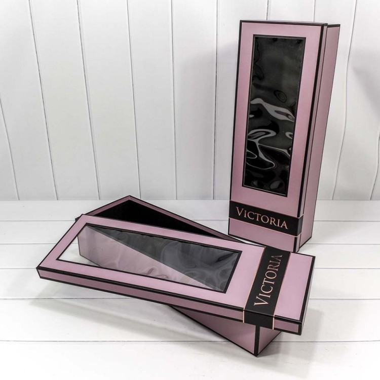 720571/2 Набор коробок 1/2 прямоугольный 61*21.5*13 см с окошком сиреневый 1/12