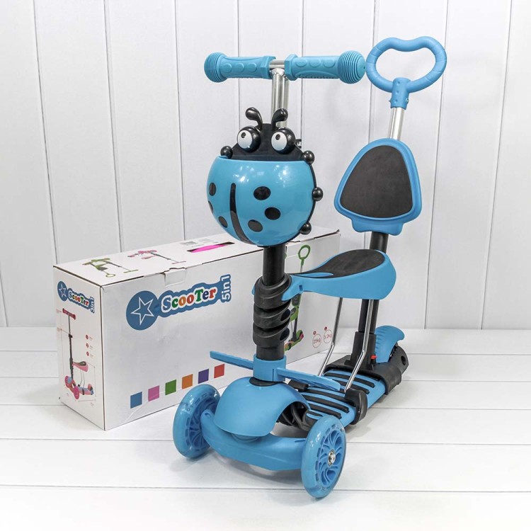 000200-100 Самокат детский 3-х колёсный со светящимися колесами, сиденьем и ручкой (ассортимент) 1/6