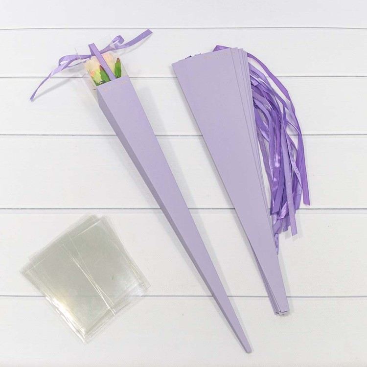 720017/1 Коробка "Ваза для цветов" 6*6*60 "Для одной розы" Сиреневый 1/10 1/500