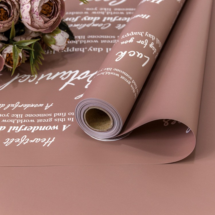 1662/4099 Плёнка 0,58*10м матовая с печатью "Good Luck" 65мкм Тёмно-пудровый 1/30 1662/4099 Плёнка 0,58*10м матовая с печатью "Good Luck" 65мкм Тёмно-пудровый 1/30