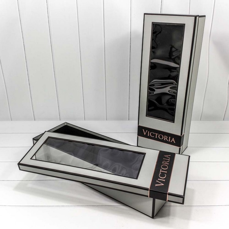 720571/4 Набор коробок 1/2 прямоугольный 61*21.5*13 см с окошком серый 1/12