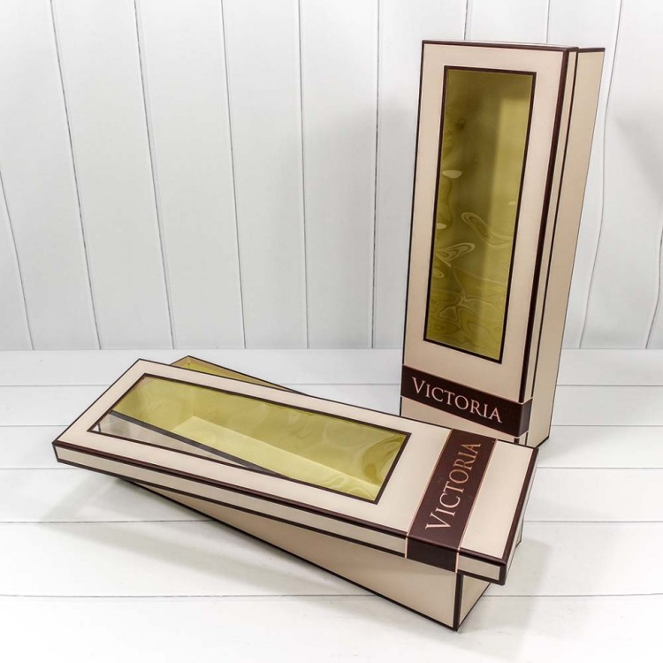 720571/5 Набор коробок 1/2 прямоугольный 61*21.5*13 см с окошком бежевый 1/12