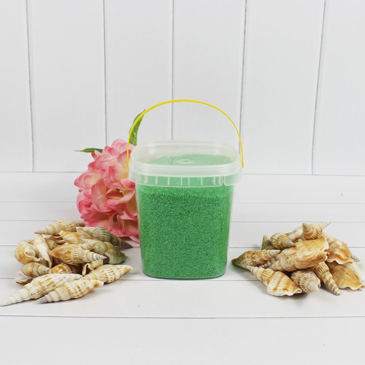 301527080913 Песок цветной салатовый (кварцевая крошка, фракция 0,5-1 мм) вес: 800г объем: 650мл