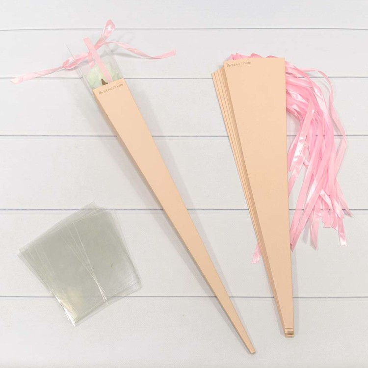 720017/3 Коробка "Ваза для цветов" 6*6*60 "Для одной розы" Персиковый 1/10 1/500