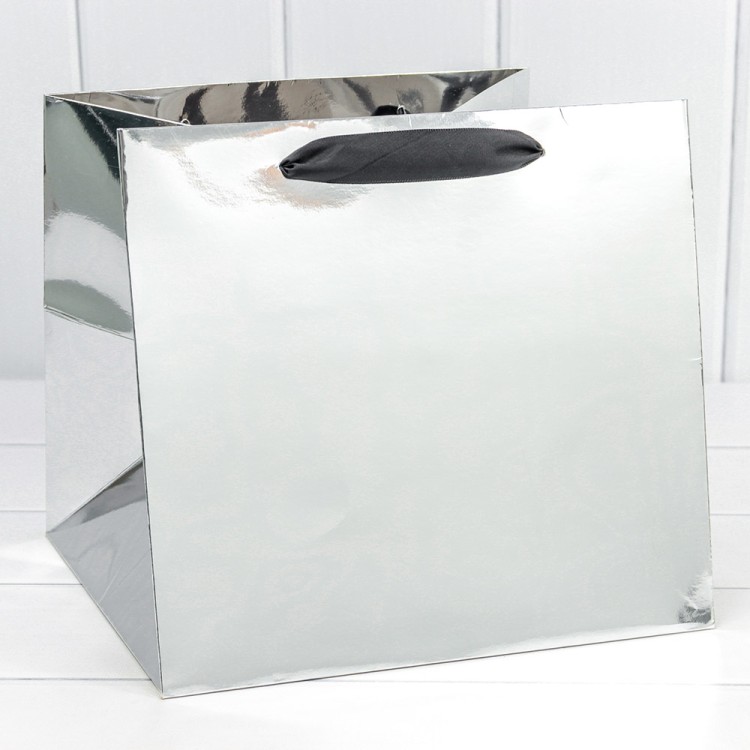 000179PQ/1 Пакет подарочный Серебряный 26*24*26 210г 1/10 1/200