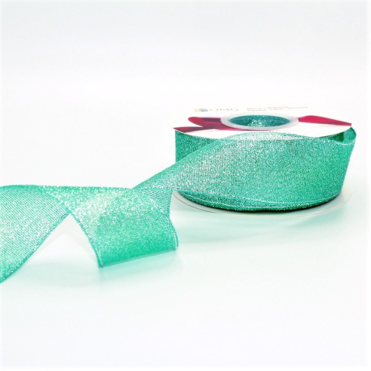 557-38/54 Лента парча с блеском 3,8 см*25 ярдом морская волна 1/6 1/108