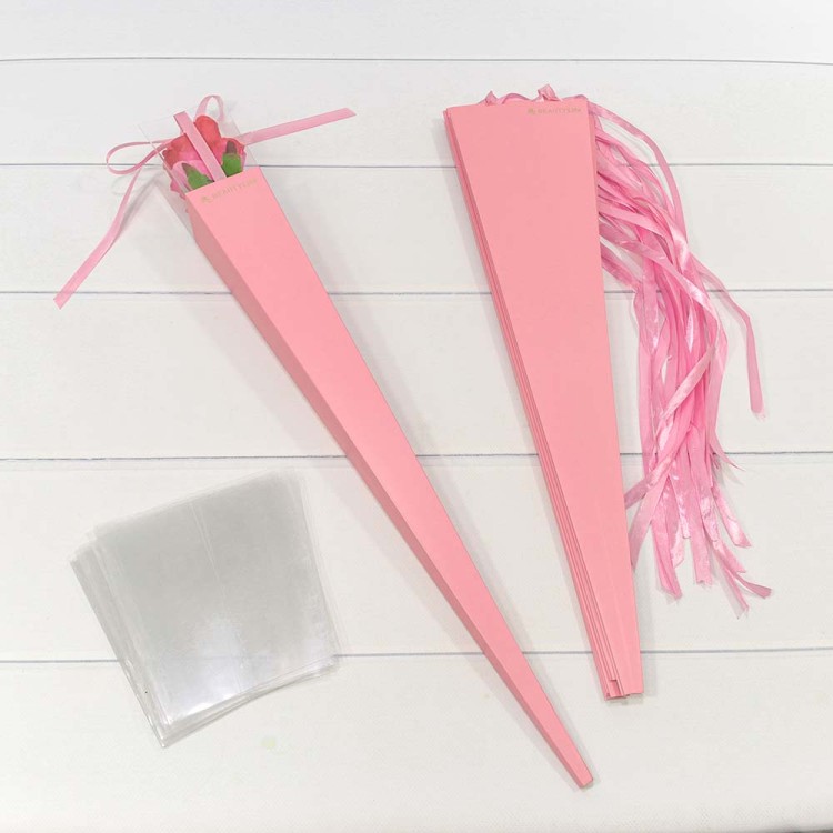 720017/7 Коробка "Ваза для цветов" 6*6*60 "Для одной розы" Розовый 1/10 1/500