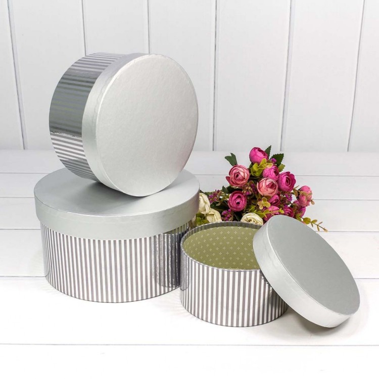 7201000/415 Набор коробок 1/3 круглый 21*11,5 см "Драгоценный" серебряный 1/30