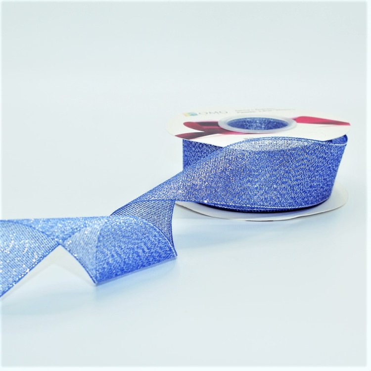 557-38/121 Лента парча с блеском 3,8 см*25 ярдов синий 1/6 1/108
