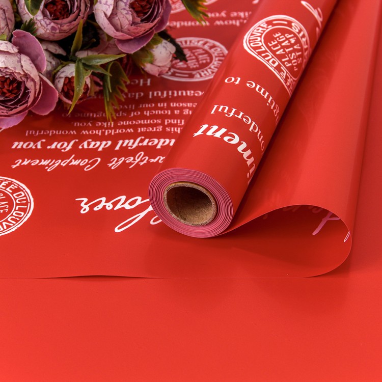 1662/3546 Плёнка 0,58*10м матовая с печатью "Good Luck" 65мкм Красный-3546 1/30 1662/3546 Плёнка 0,58*10м матовая с печатью "Good Luck" 65мкм Красный-3546 1/30