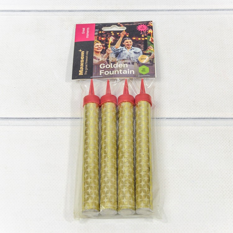 MF-001 Свечи для торта "Фонтан" набор (4 шт.) 12см 40(±5%)сек "Golden Fountain" 1/180