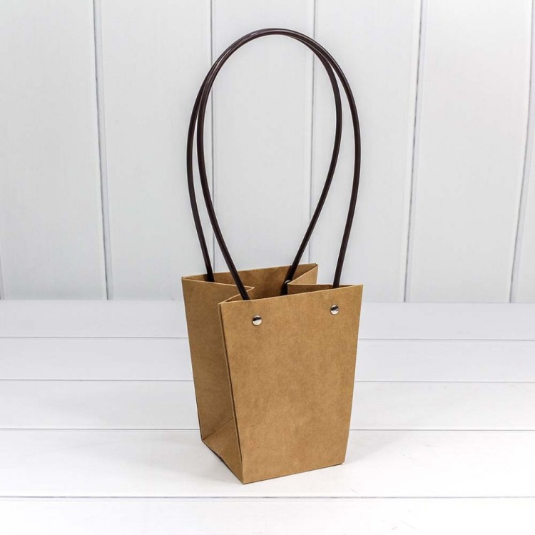 000171G Крафт сумка для цветов 15.5*13*9.5 см натуральный 1/10 1/150