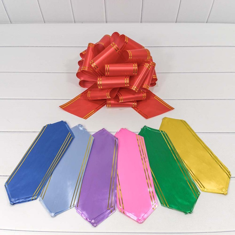 000525-100 Бант-шар 10см с золотой полосой (микс) 1/20 1/400