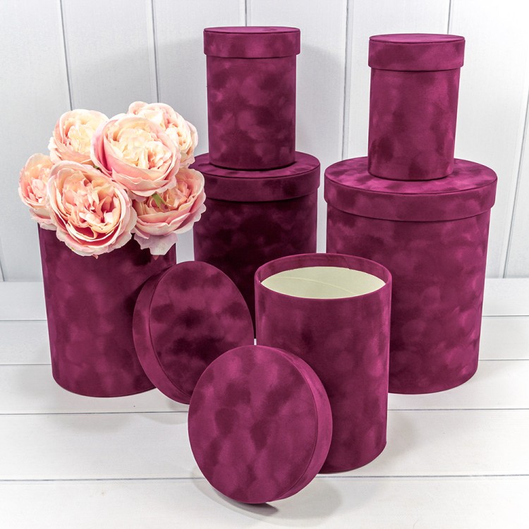 720952/1 Коробки Цилиндр Набор 1/6 21*25,5 "Бархатный" Пурпурно-фиолетовый 1/6