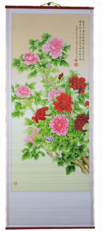 W-607 Бумажное панно с рисунком Китайская роза 320х840 мм