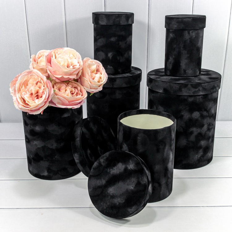 720952/6 Коробки Цилиндр Набор 1/6 21*25,5 "Бархатный" Черный 1/6