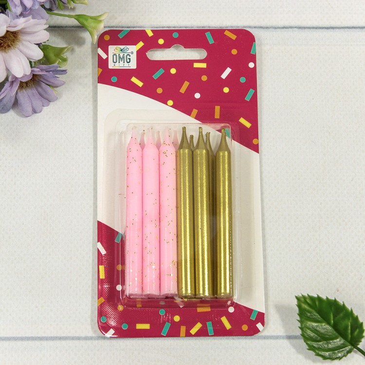 20010-95/13 Свечи для торта набор (12 шт.) 8см (микс 13) 1/12 1/144