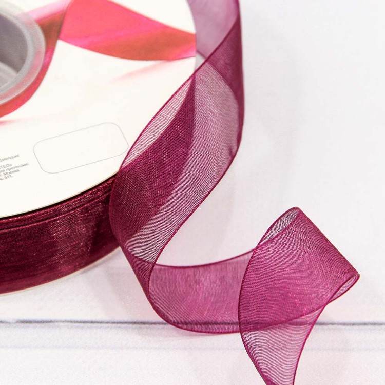 559-25/bk01 Лента Органза 2,5см*100ярд Пурпурно-фиолетовый 1/13 1/52