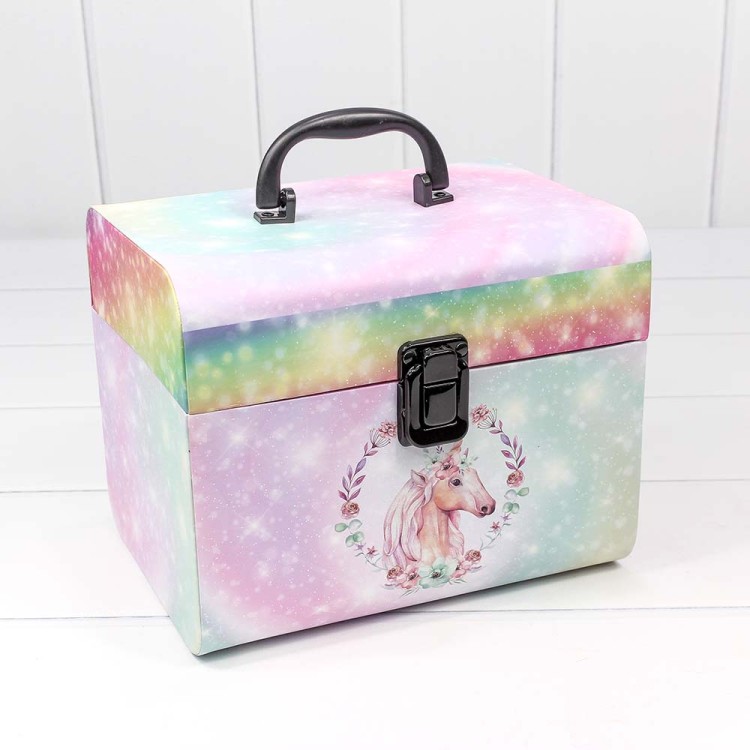 720772/3 Коробки "Чемодан" Набор 1/2 22*17*17,8 "Единорог на радужном фоне" 1/18