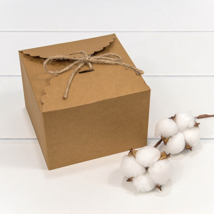 000920-7/6 Коробка Квадратная 14*14*10 сборная с бечёвкой Крафт 1/20 1/500