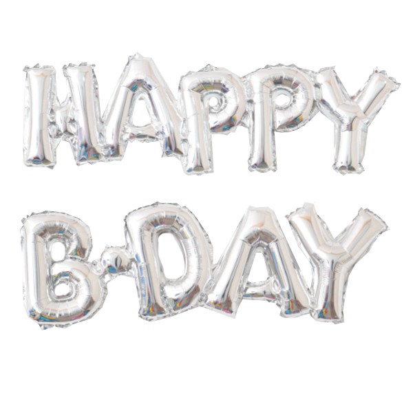 6065393 Y Фигура 89 буквы HAPPY B-DAY SILVER 59см Х 90см