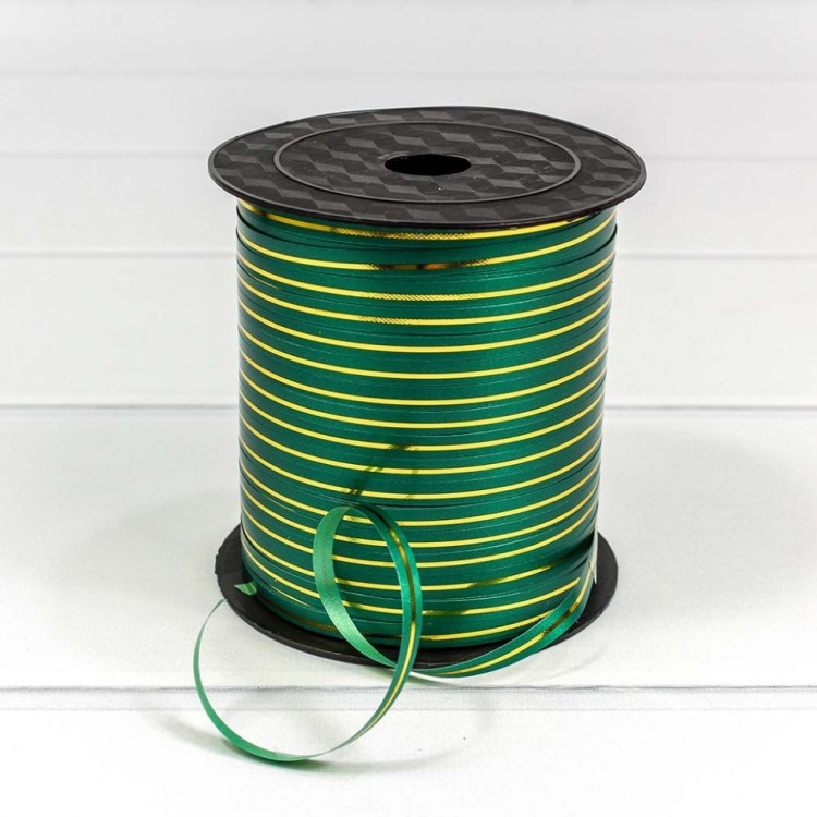 500580/5 Лента полипропиленовая с золотой полосой 0,5 см*250 ярдов зеленый (бобина) 1/5 1/60 500580/5 Лента полипропиленовая с золотой полосой 0,5 см*250 ярдов зеленый (бобина) 1/5 1/60