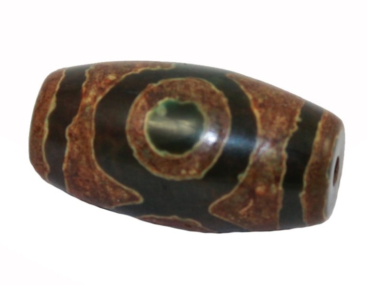 DZ108 Трехглазая бусина Дзи (сердолик) 27*13 мм