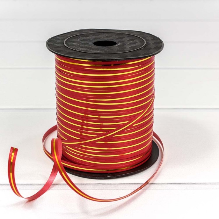 500580/4 Лента полипропиленовая с золотой полосой 0,5 см*250 ярдов красный (бобина) 1/5 1/60 500580/4 Лента полипропиленовая с золотой полосой 0,5 см*250 ярдов красный (бобина) 1/5 1/60