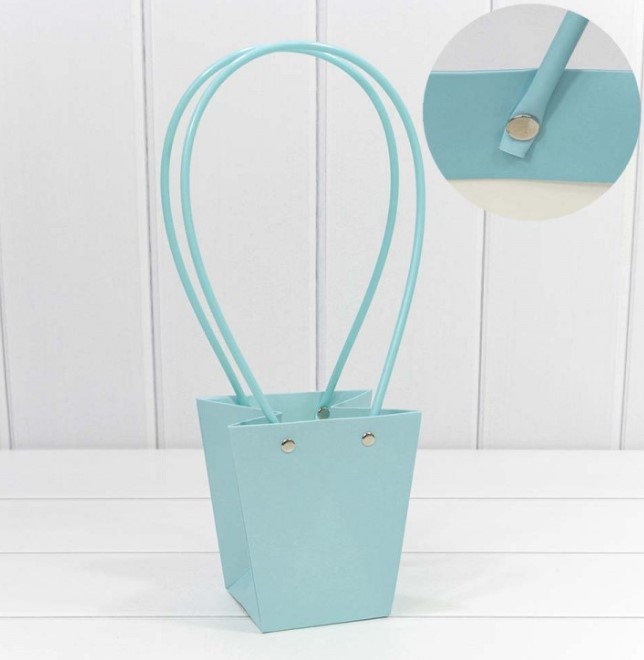 000171G/14 Пакет подарочный "Ваза для цветов" 15,5*13*9,5 Голубой 1/10 1/150