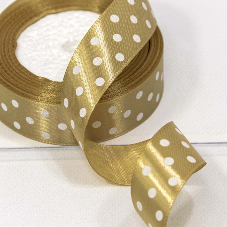 560-25/104 Лента Атласная Горох 2,5см*25ярд Тёмный жёлто-коричневый 1/5 1/300