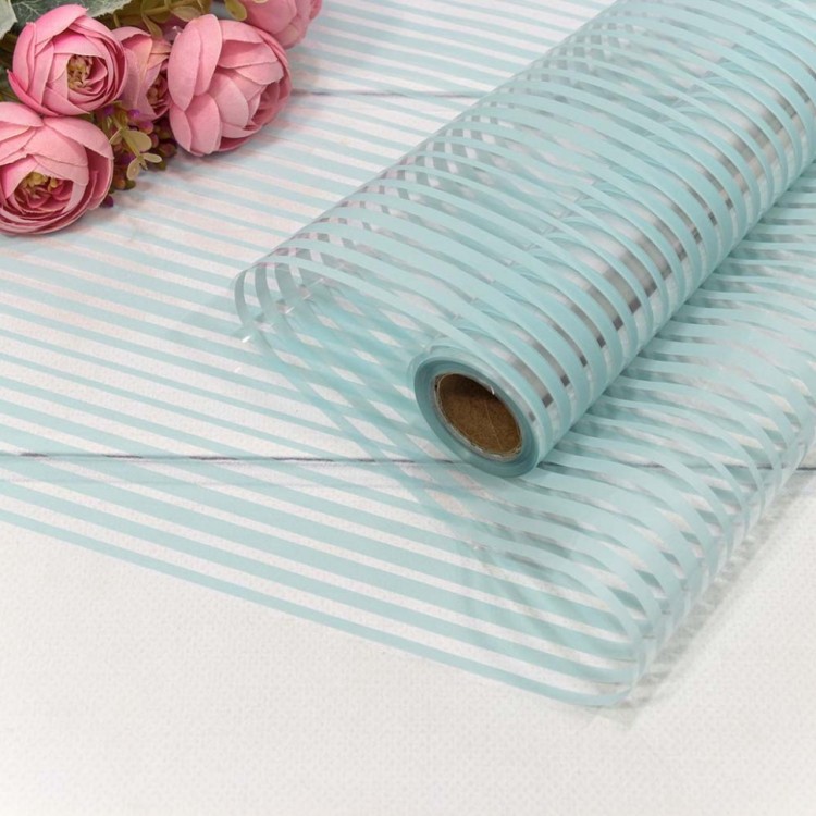 001302/9 Пленка глянцевая в полоску 50 мк 0,58*10 м Голубой 1/30 001302/9 Пленка глянцевая в полоску 50 мк 0,58*10 м Голубой 1/30