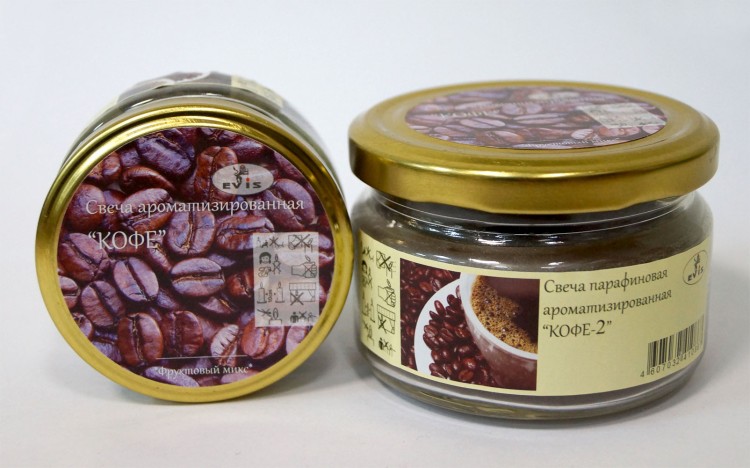 24004804033409 КОФЕЙНОЕ УДОВОЛЬСТВИЕ Свеча парафиновая в баночке с ароматом кофе большая