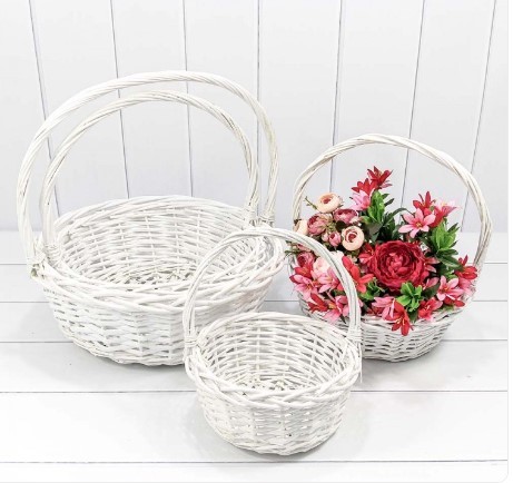 420180/1 Корзины плетёные Круглые Набор 1/4 40*15/44 (±5%) с ручкой Белый 1/12 420180/1 Корзины плетёные Круглые Набор 1/4 40*15/44 (±5%) с ручкой Белый 1/12