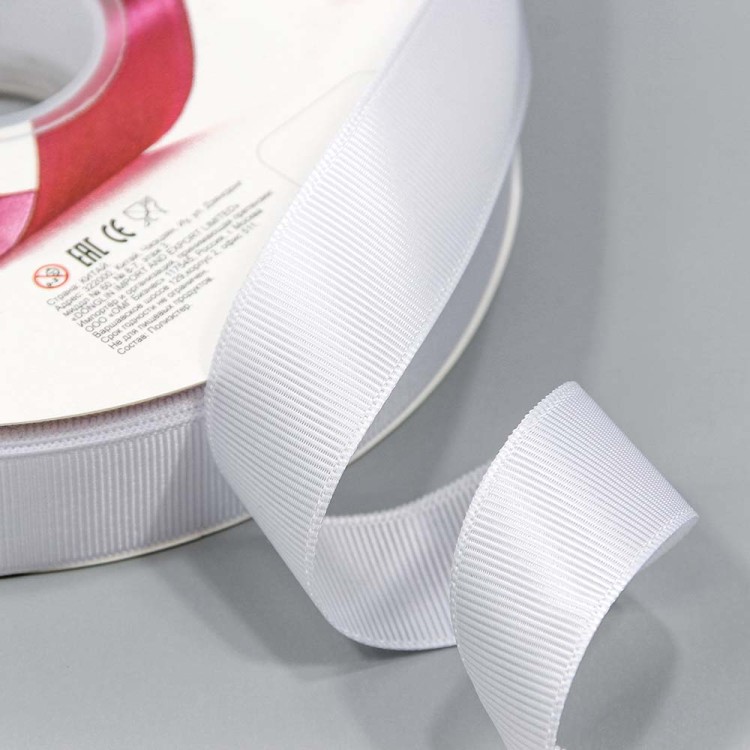 563-25/01 Лента Репсовая 2,5см*100ярд Белый 1/13 1/52