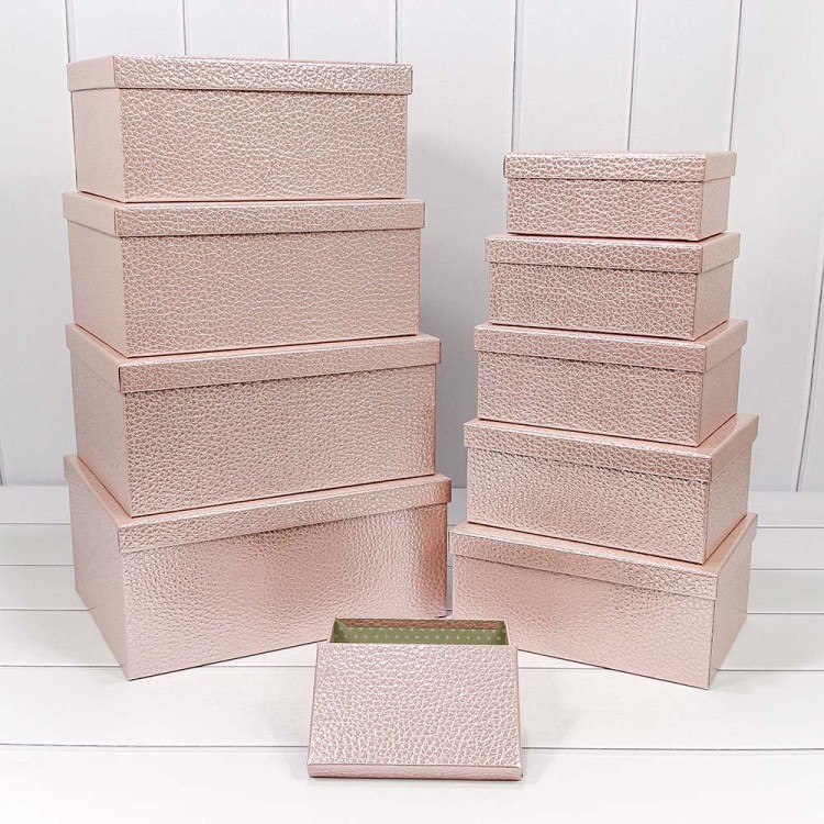 721604/0029 Коробки Прямоугольные Набор 1/10 34*26*15,3 "Кожа крокодила" Розовый 1/6