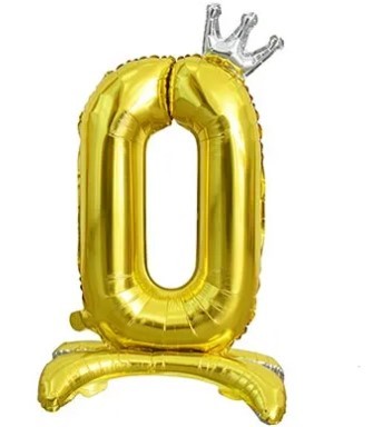 1207-4943 Шар цифра 0 Gold Корона, на подставке