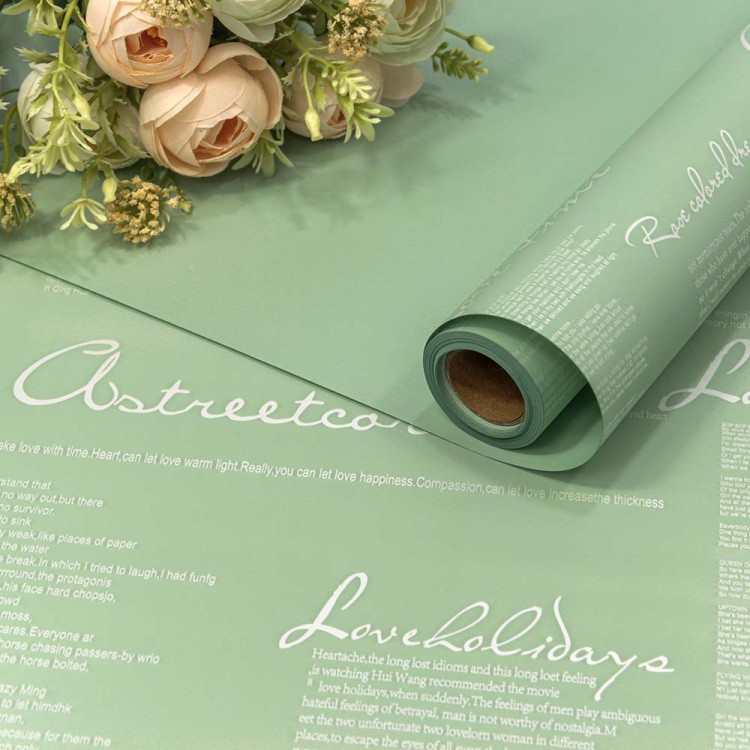 1619/2262 Плёнка 0,58*10м матовая с надписями 65мкм Светло-зелёный 1/30	