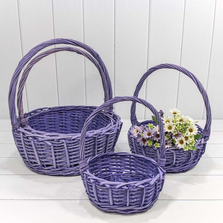 420180/7 Корзины плетёные Круглые Набор 1/4 40*15/44 (±5%) с ручкой Сиреневый 1/12 420180/7 Корзины плетёные Круглые Набор 1/4 40*15/44 (±5%) с ручкой Сиреневый 1/12