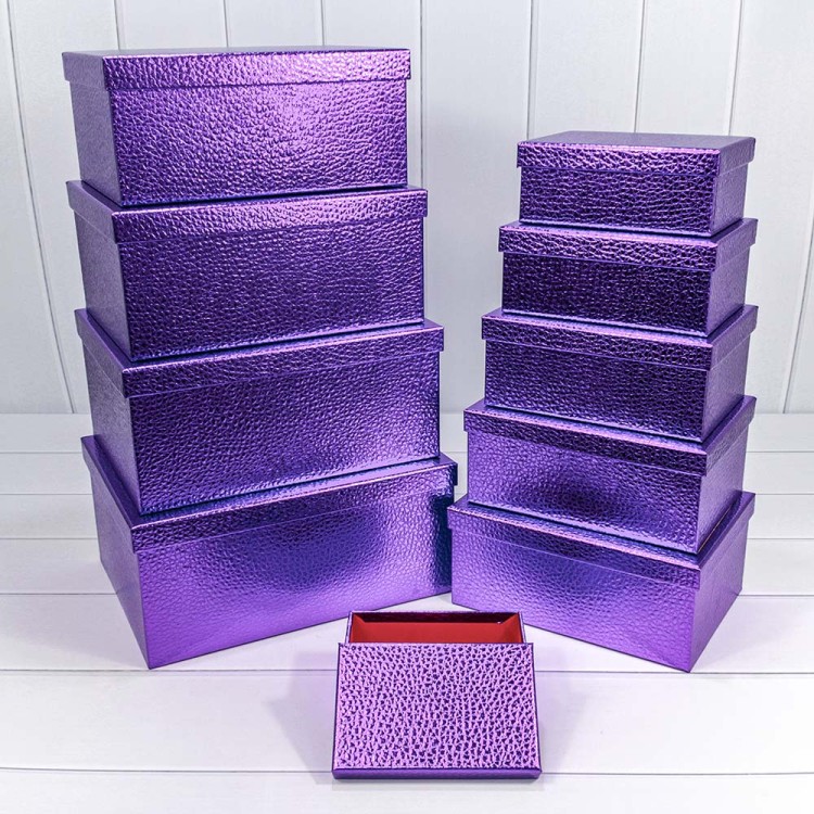 721604/0073 Коробки Прямоугольные Набор 1/10 34*26*15,3 "Кожа крокодила" Фиолетовый 1/6