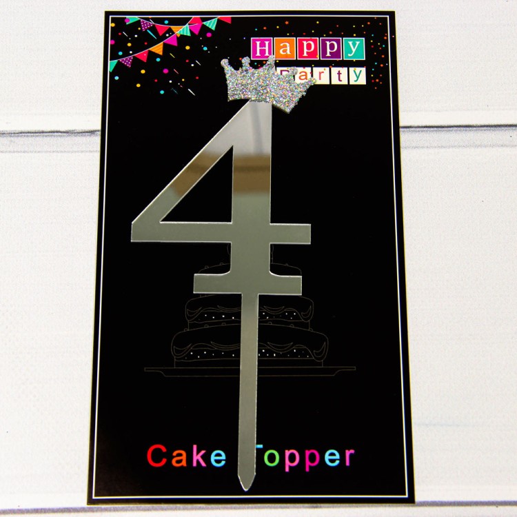 20019/4 Топпер "Цифра 4" 18*6см Серебряный 1/20 1/500