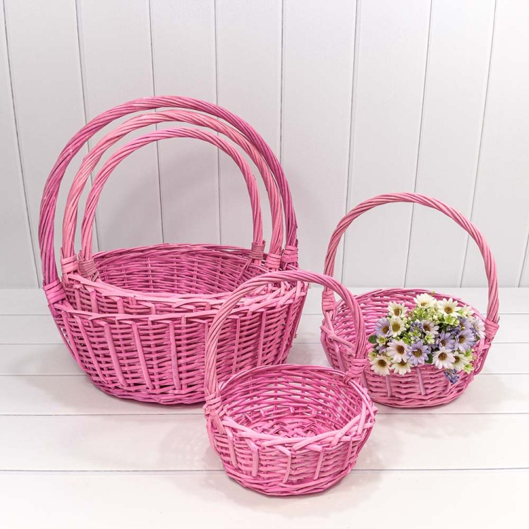 420190/5 Корзины плетёные Круглые Набор 1/5 45*17/48 (±5%) с ручкой Розовый 1/12 420190/5 Корзины плетёные Круглые Набор 1/5 45*17/48 (±5%) с ручкой Розовый 1/12