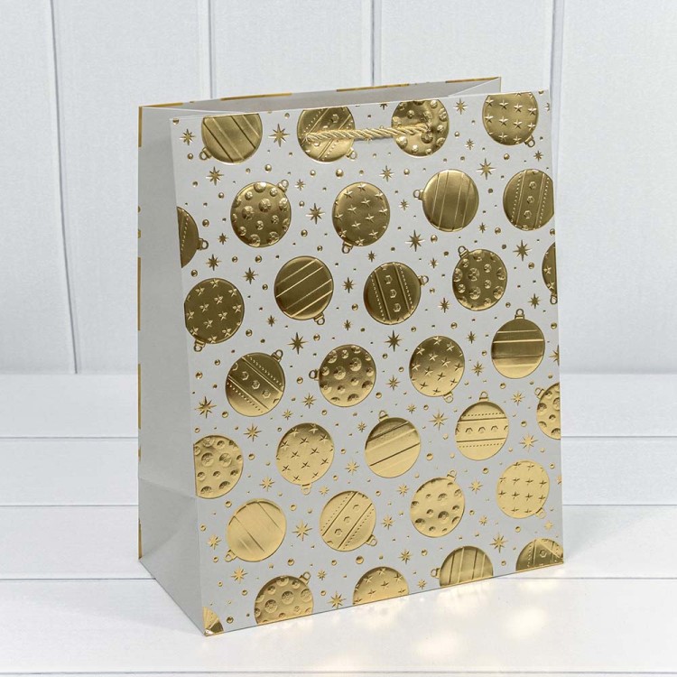 300298C Пакет подарочный с тиснением "Золотые шары" (микс) 26*32*13 210г 1/20 1/240