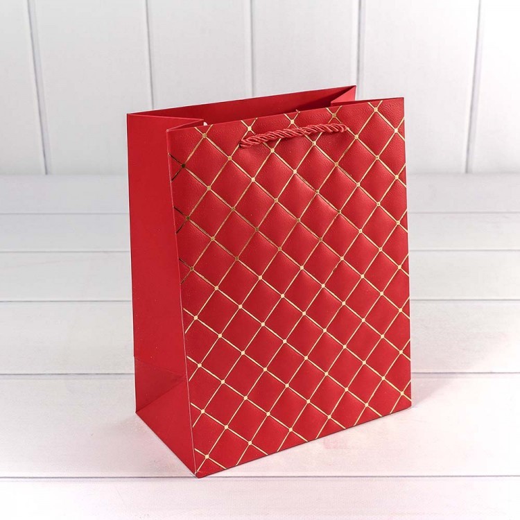 000391G/6 Пакет подарочный "Ромб" Красный 14*20*8 210г 1/20 1/480