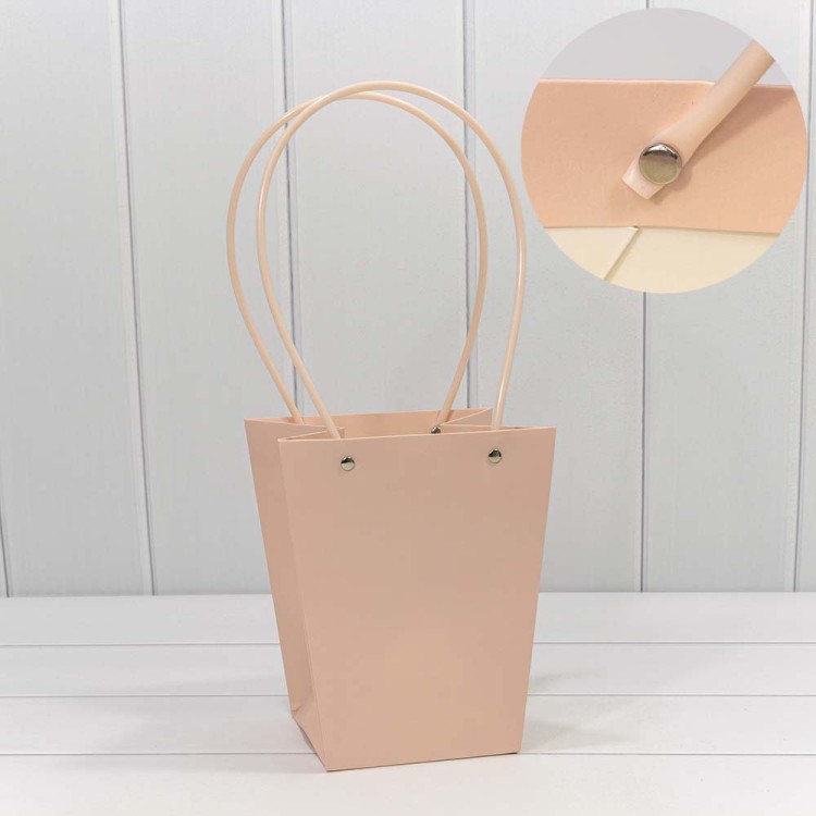 000171E/33 Пакет подарочный "Ваза для цветов" 20*17*12 Персиковый 1/10 1/120