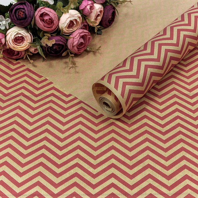 1403/22 Бумага Крафт 0,72*10м Верже 40г "Молния" Розовый 1/22