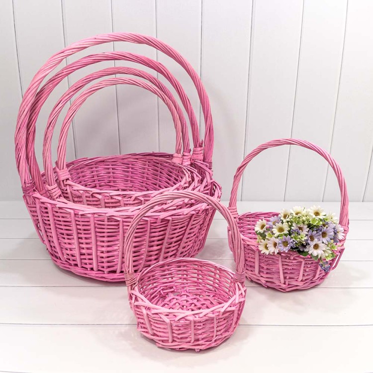 420500/5 Корзины плетёные Круглые Набор 1/6 49*19/52 (±5%) с ручкой Розовый 1/8 420500/5 Корзины плетёные Круглые Набор 1/6 49*19/52 (±5%) с ручкой Розовый 1/8