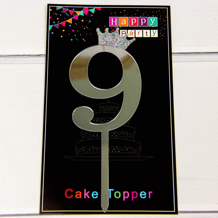 20019/9 Топпер "Цифра 9" 18*6см Серебряный 1/20 1/500